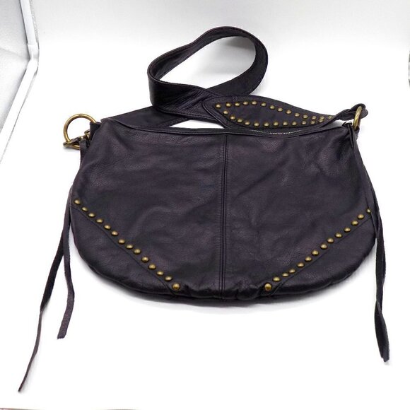 Boho Shoulder Bag Black Leather Studded Guitar Shoulder Strap Not Branded - Picture 3 of 10